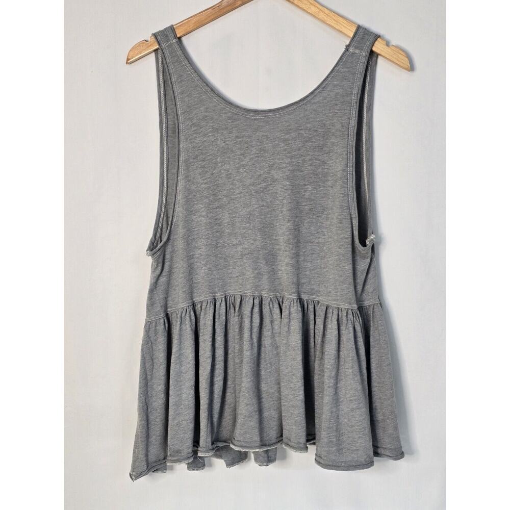 Free People Gray Sleeveless Peplum Tank Top